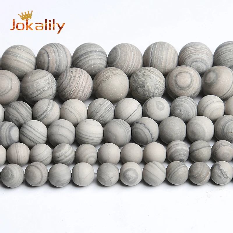 Matte Gray Wood Grain Jaspers Beads Natural Stone Round Beads For Jewelry Making DIY Charms Bracelet Accessories 6 8 10 12mm 15