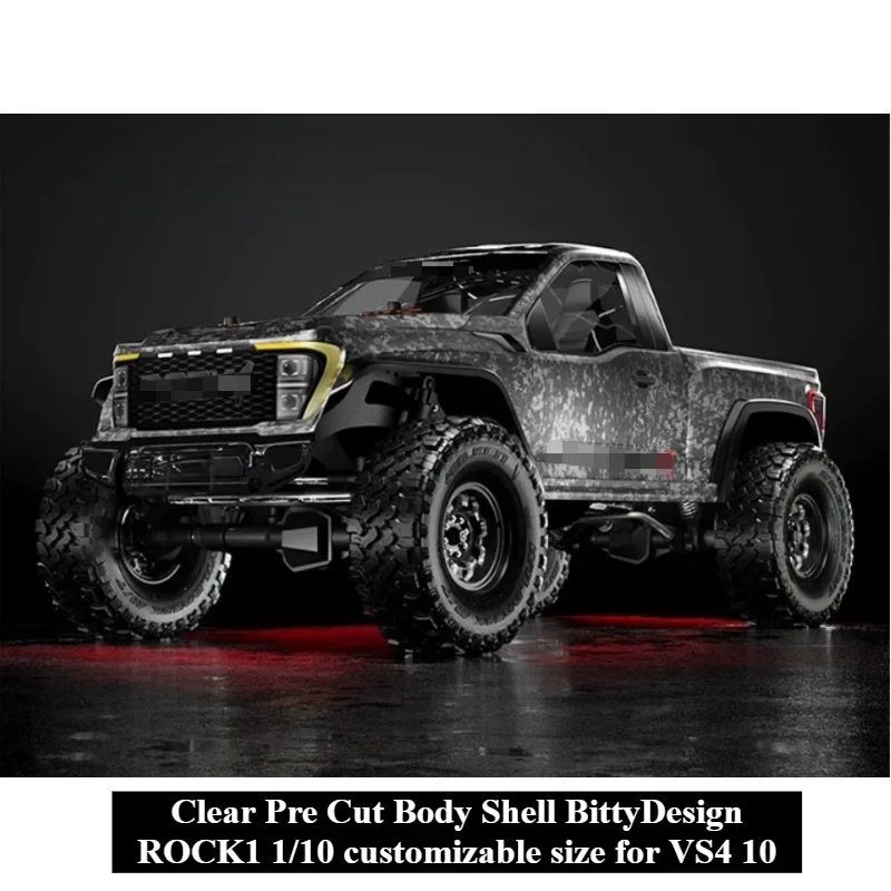 RC Model Vehicle Upgrade Decor Parts customizable size Clear Half Truck Body Shell BittyDesign ROCK1 1/10 for VS4 10 Crawler Car