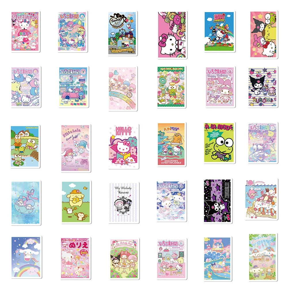 10/30/62 pçs kawaii sanrio anime poster adesivos minha melodia olá kitty dos desenhos animados adesivo de vinil decalques diy papelaria mala telefone