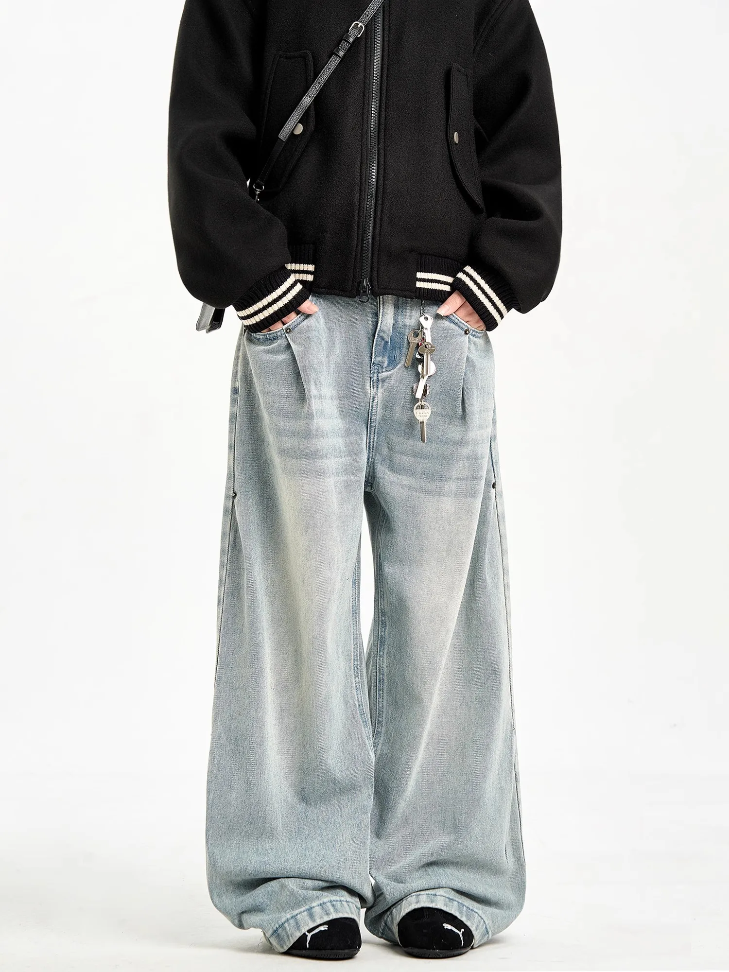 

Мужские джинсы American Sle Vintage High Street Cleanfit, свободные повседневные, светлые, прямые, широкие штанины