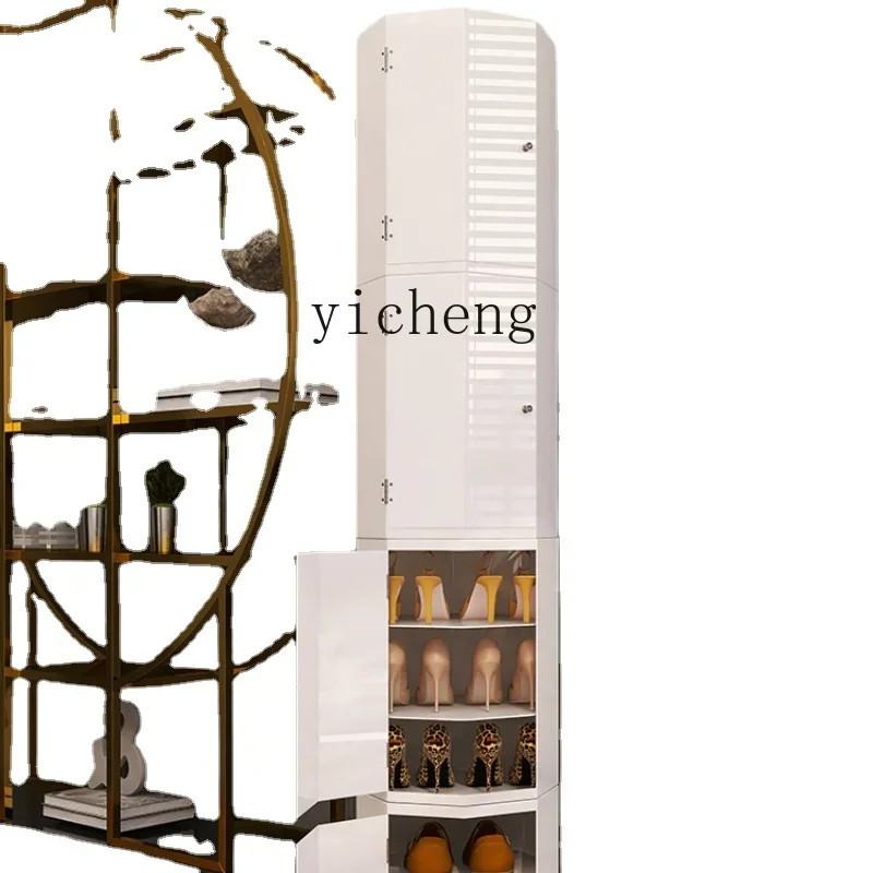 Zf Intelligent Disinfection Rotating Shoe Cabinet Home Doorway Corridor Aisle Shoe Rack White Entrance Cabinet