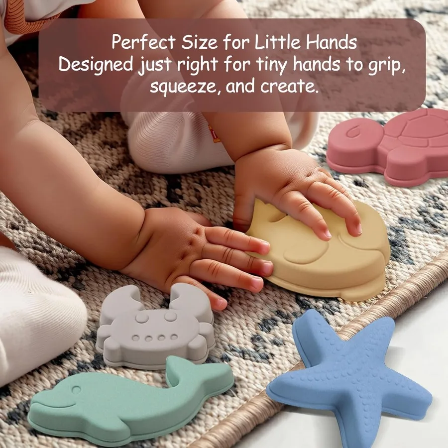 Silicone Beach Toys for Toddlers Travel Friendly Sand Toys for Babies 612 Months Collapsible Beach Bucket and Shovel Set with 6