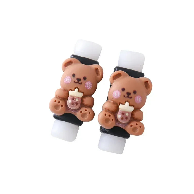 2PCS Data Line Protective Sleeve Durable Wear-resistant Breathable Cable Protector Cover Kawaii Bear Rabbit Charger Cord Winder