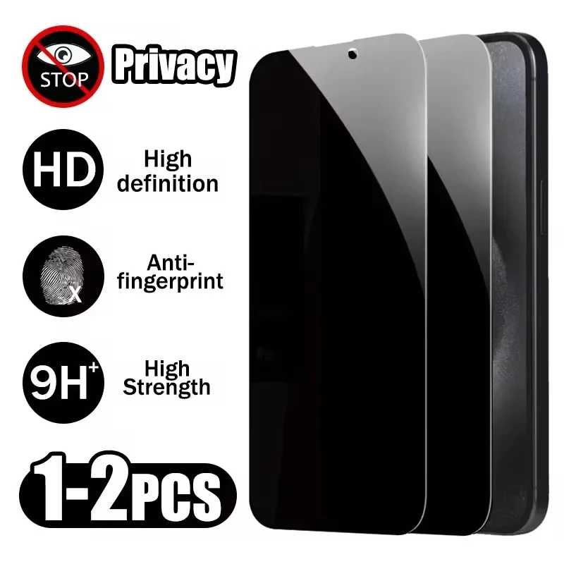 

1-2PCS Black Privacy Screen Protector For iPhone 16 15 Pro Max Glass 11 14 13 12 Pro 16 15 14 8 7 6 6S Plus XR XS XS Max 6 7 8