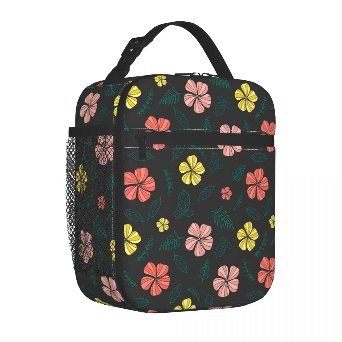 

Lunch Bag Tropical Floral Portable Insulated Lunch Box For Men Colorful Flowers Outdoor Picnic Cooler Bag Oxford Tote Food Bags