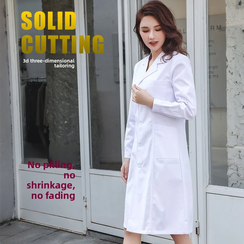 

Long-Sleeve Lab Coat for Women Doctors Short-Sleeve Isolation Gown for Men Lab Wear & Student Nurse Uniform