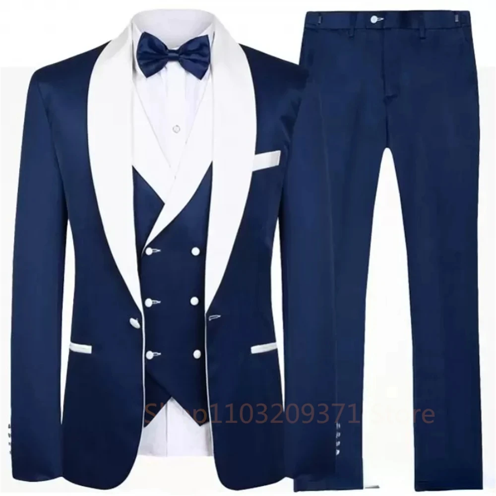 

T216 Men 3 Pieces Suits Men Custom Made Groom Groomsmen Tuxedos Wedding Suit Male Fashion business banquet Suit (Jacket+Pant+Ves