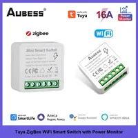 Smart Home Zigbee WiFi Smart Switch With Power Monitor 16A Tuya Light Switch Module DIY Breaker Relay Voice For Alexa Google