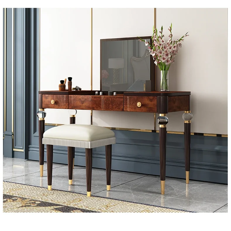 American-Style Solid Wood Bedroom Flip Mirror Solid Wood Neoclassical Simple Makeup Table