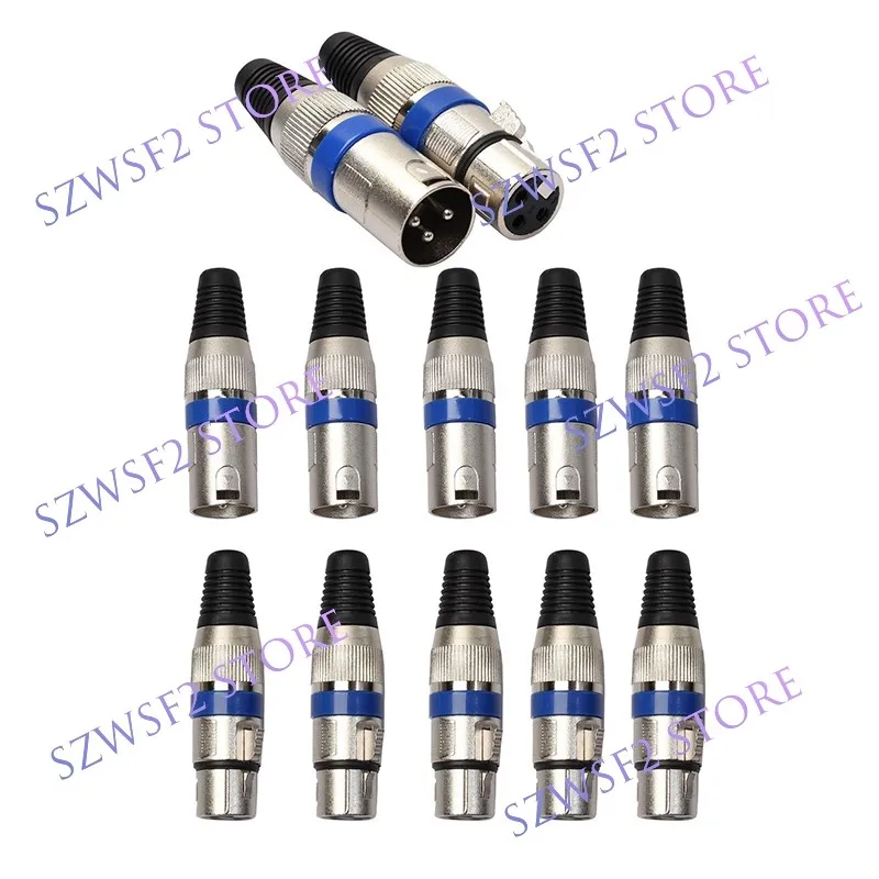 1/4/6pcs Blue XLR Cannon Plugs, High-Quality 3-Pin Male/Female Balanced Audio Connectors for Professional Microphone & Mixer DIY