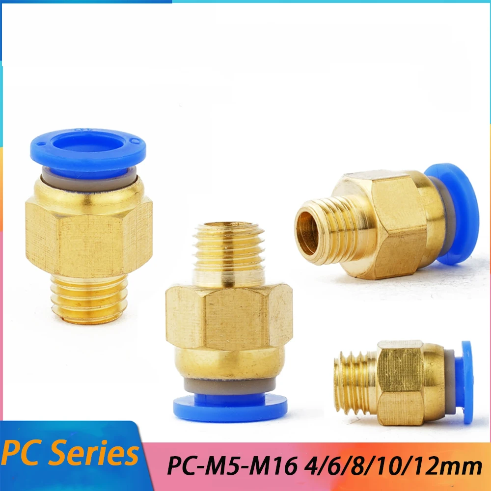 PC Series Air Pneumatic Fitting Quick Connector PC4-M5 4-M6 4/6/8/10/12mm Male Thread 1/4 1/2 1/8 3/8 Compressed Hose Tube Pipe
