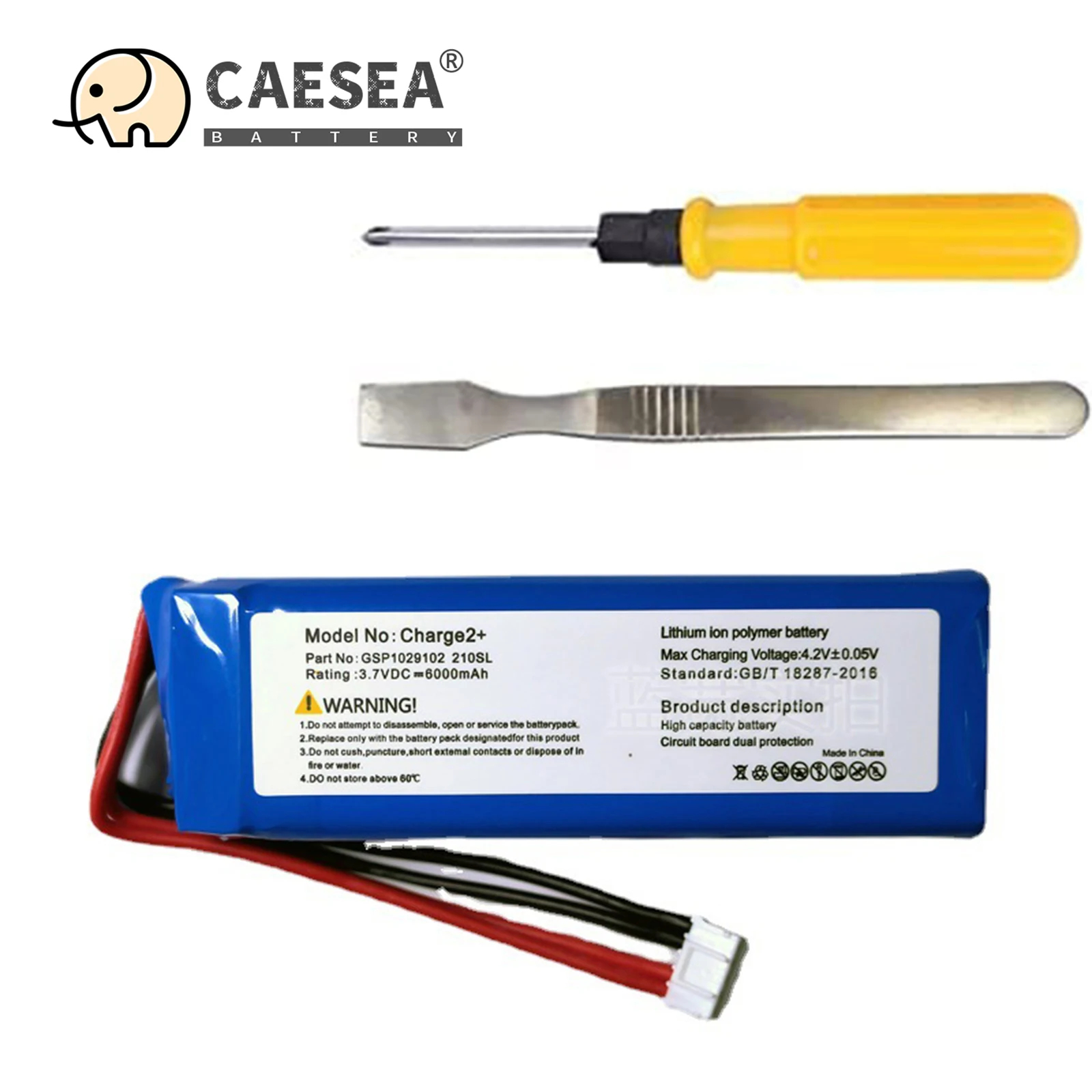 CAESEA 3.7V 6000mAh Li-ion Replacement Battery for JBL Charge 2+, Charge 2 Plus fits Part Number MLP912995-2P/GSP1029102