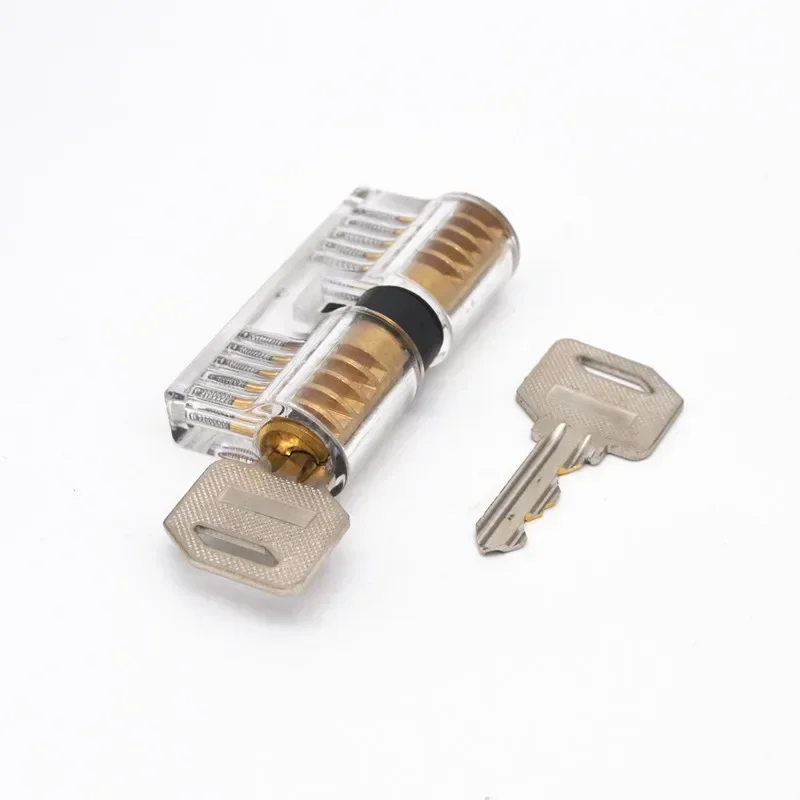 1 Pcs 70mm Lock Pick Set Acrylic Transparent Visible Practice Cutaway Lock with 2 Keys Padlock Tool For Locksmith Supplier