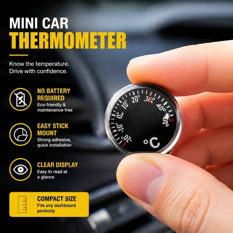 Small Analog Mechanical Temperature Meter Compact Dial Thermometer Battery-free Sensitive Sensor Design Suitable for Fridge