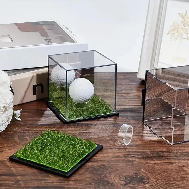 Clear Golf Ball Display 2X Acrylic Single Golf Ball Cube Dust Protection Square Case for Enthusiasts Storage Box for Baseball