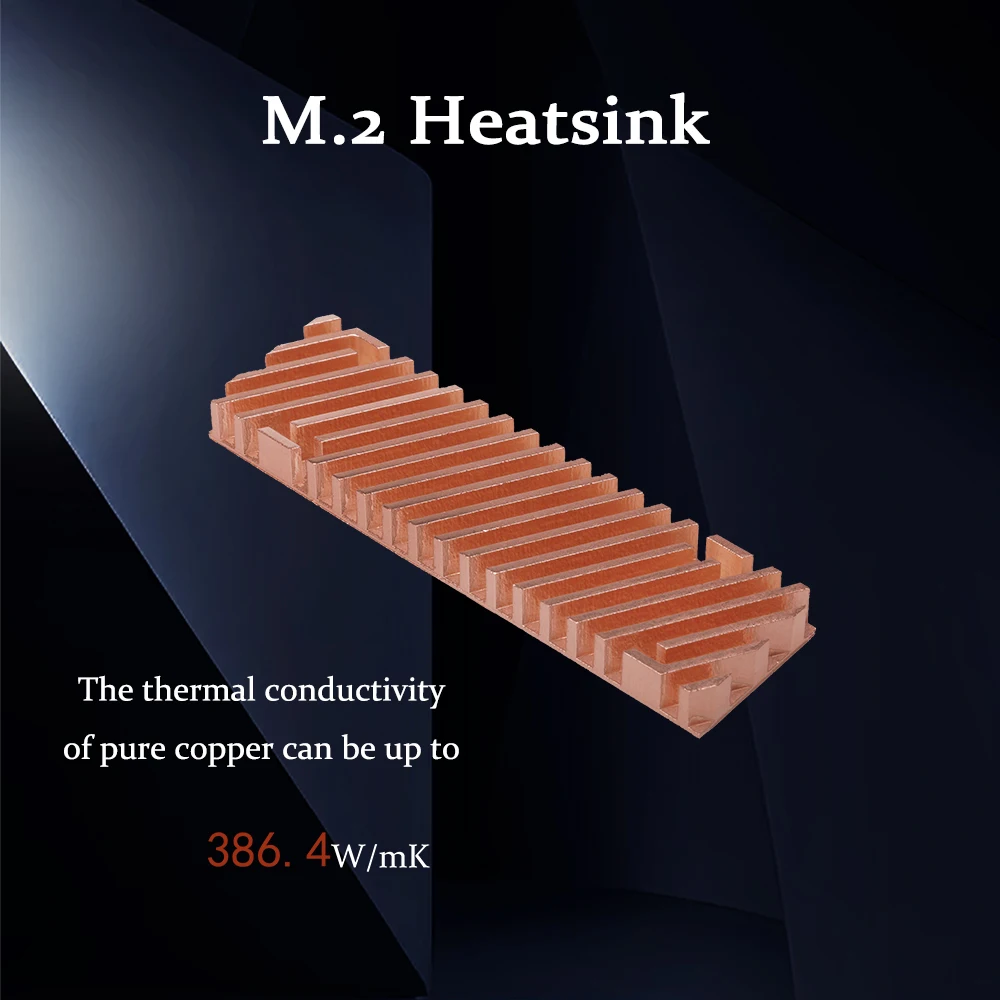 M.2Heatsink Pure Copper Thermal conductivity 386.4W/m.k Cooling effect of 15-30℃ Solid State Disk Radiator2/3/4/6mm thicknesses