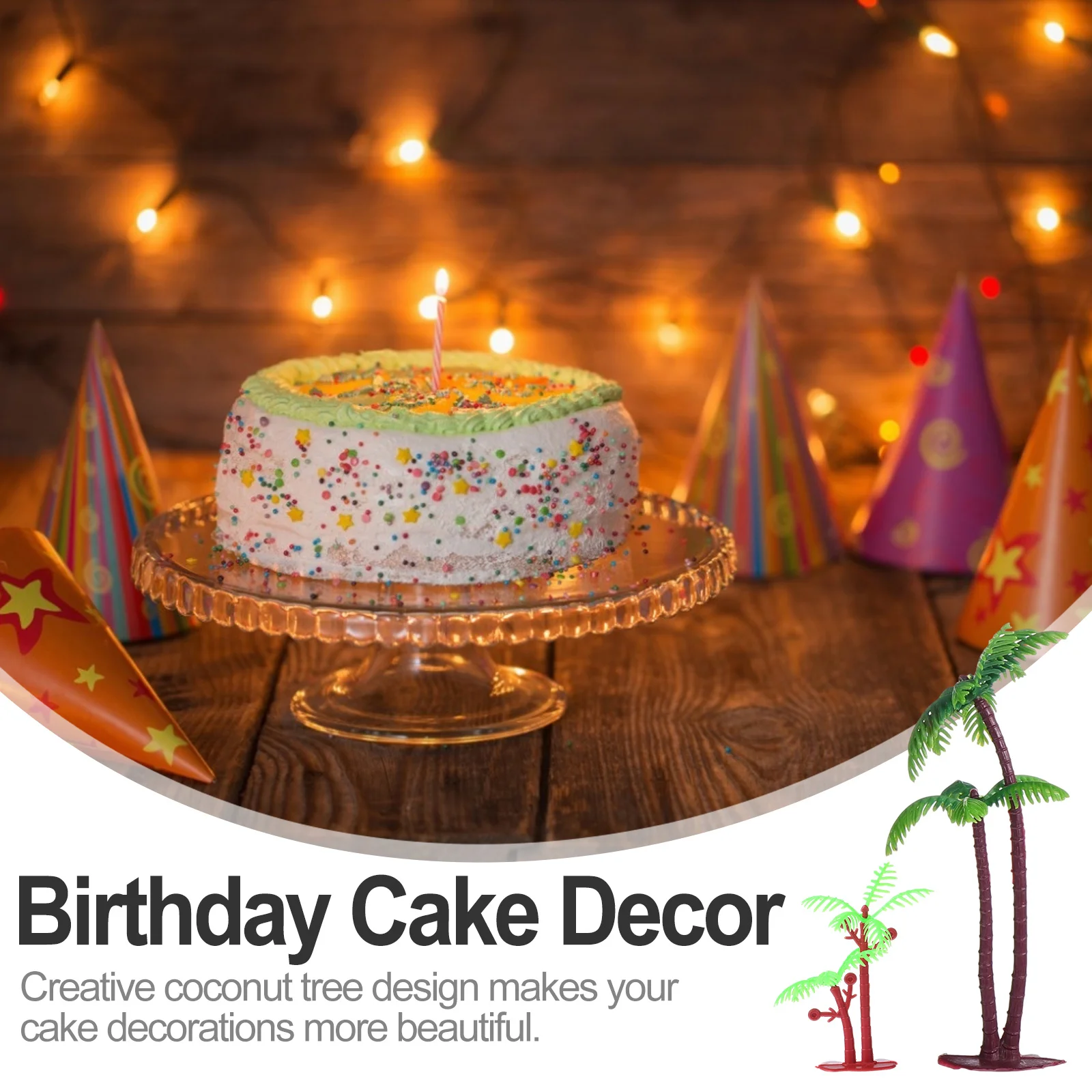 

1Set Simulated Coconut Trees Birthday Cake Decor 20 Pieces Safe Eco-Friendly Plastic Cake Adornments for Cupcakes Cakes Ice