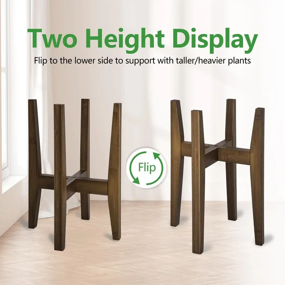 Adjustable Bamboo Plant Stand for Indoor 8-12 Inch Pots, Suitable for Living Room (Walnut, 1 Pack) image 4