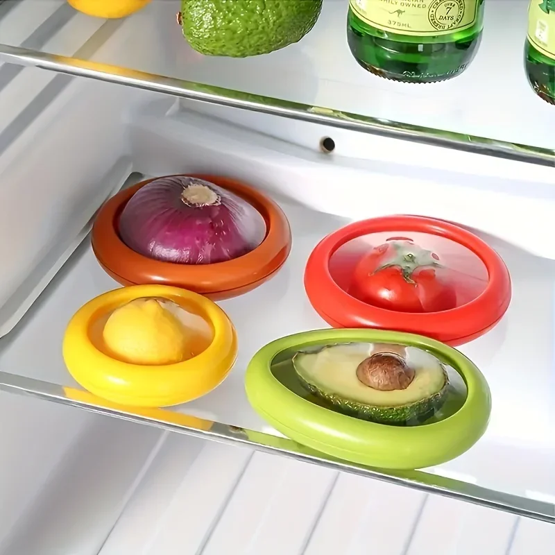 1/4pcs Clear Fridge Storage Container with Cover Fresh-Keeping Box Set Reusable Food Crisper Keeper Storage Kitchen Accessories
