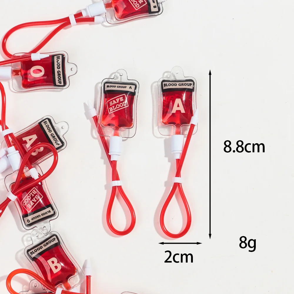 3pcs Halloween Blood Bag Acrylic Long Charms Gothic Plasma Pack Pendant for DIY Jewelry Making Earring Keychain Accessories