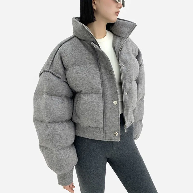 Winter new warm grey cotton padded coat thicken short parkas women puffy warm outwears winter jackets female 2025