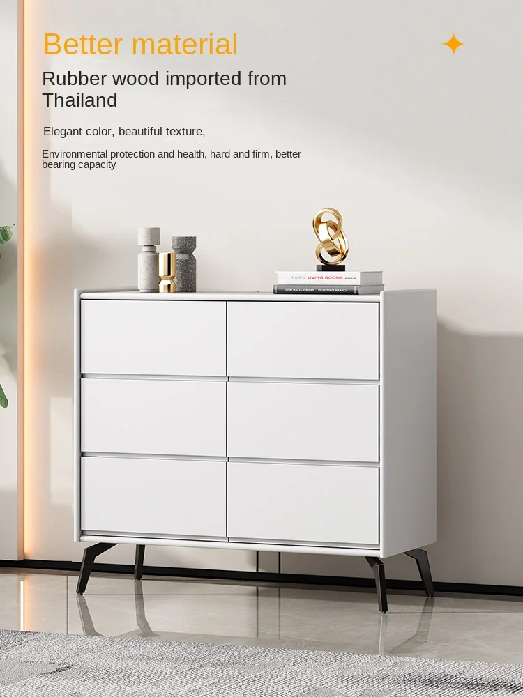 Hxl  Minimalist Chest of Drawers Storage Cabinet Bedroom Bed End Cabinet Rubber Wood Storage Cabinet