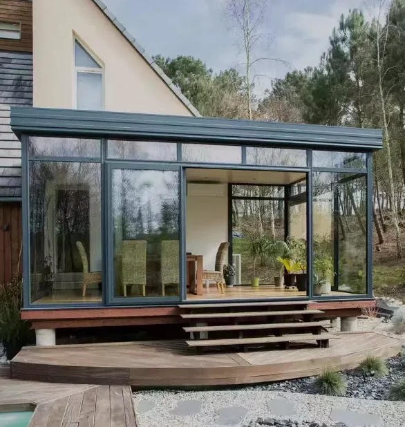 Custom Modern Flat Roof Sunroom for Residential Villa Projects Waterproof Windproof All Season Outdoor Patio Enclosure Kit UV Re