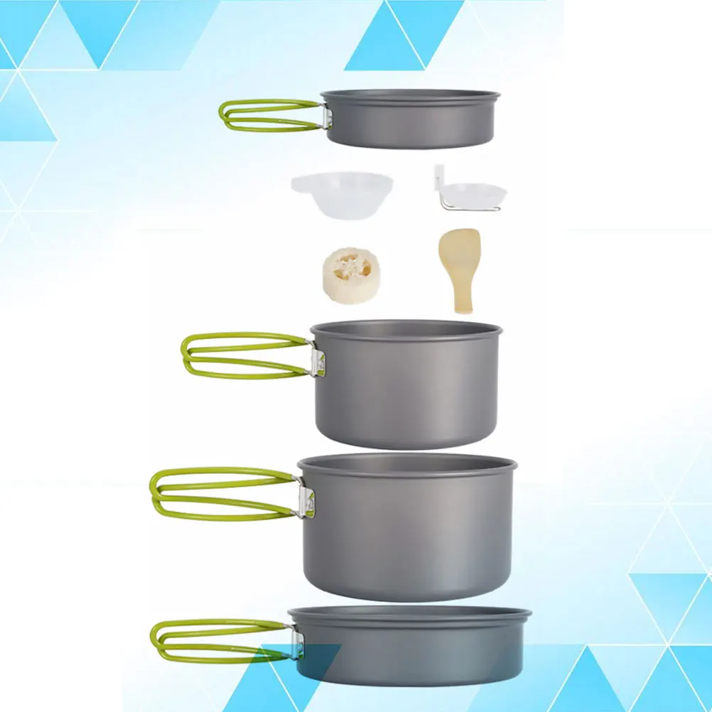

1 set 1 Set Portable Outdoor Non-Stick Cookware Set Camping Picnic Hiking Fishing Includes Pans Bowls Spoons Bamboo Spatula