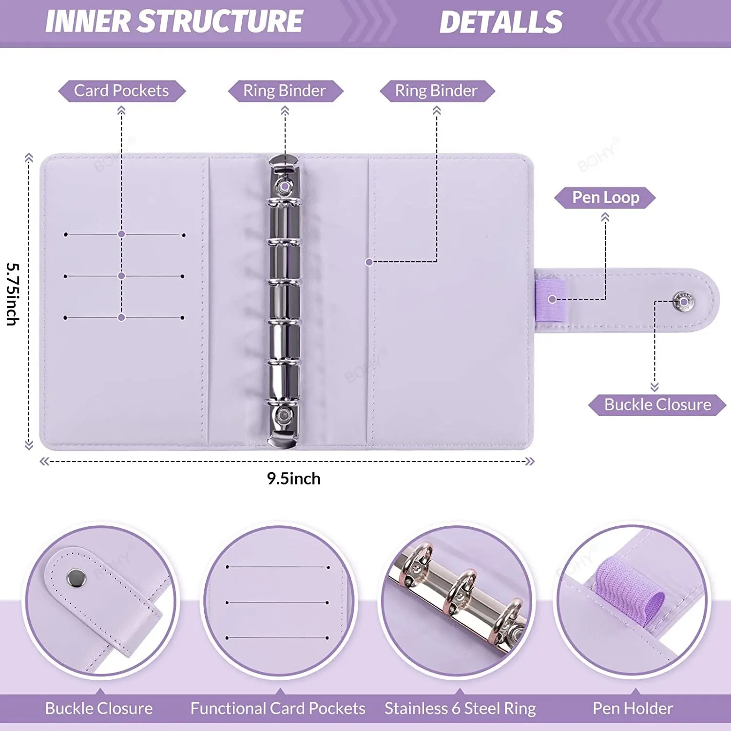 Good Material A7 PU Leather Budget Binder Notebook Cash Envelopes System Set Binder Pockets Money Budget Saving Bill Organizer