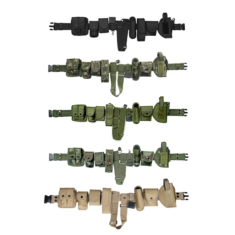 10pcs Police Tactical Trimmings Security Belts Military Training Safety Guard Belt Utility Duty Waist Support Warbelt Equipment