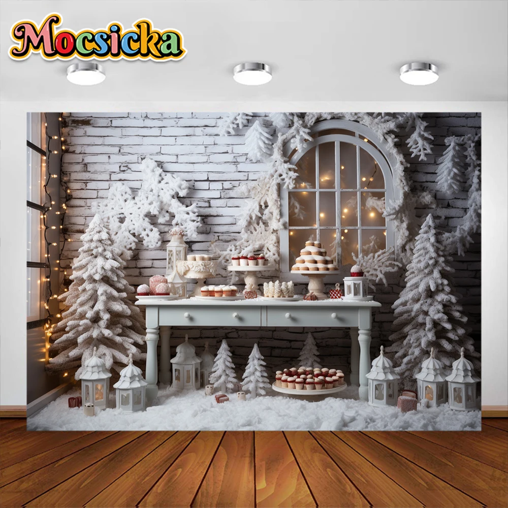 모시카 크리스마스 거실 배경, 어린이 성인 사진 소품, 아기 웨딩 하우스 성 배경 배너 소품
