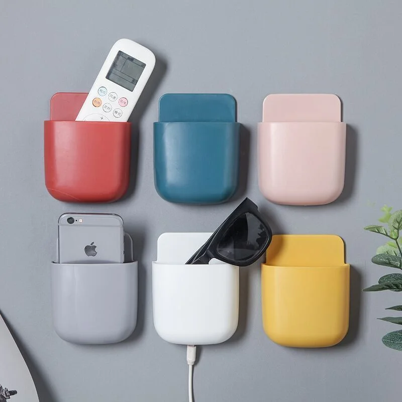 Self-adhesive Home Wall Storage Box TV Remote Control Stationery Pen Phone Hanging Holder Kitchen Bathroom Storage Box