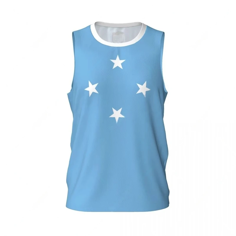 Federated States Of Micronesia Flag Basketball Tank Tops Summer Fashion 3D Printed Sleeveless Tees Loose Quick Dry Sports Vest