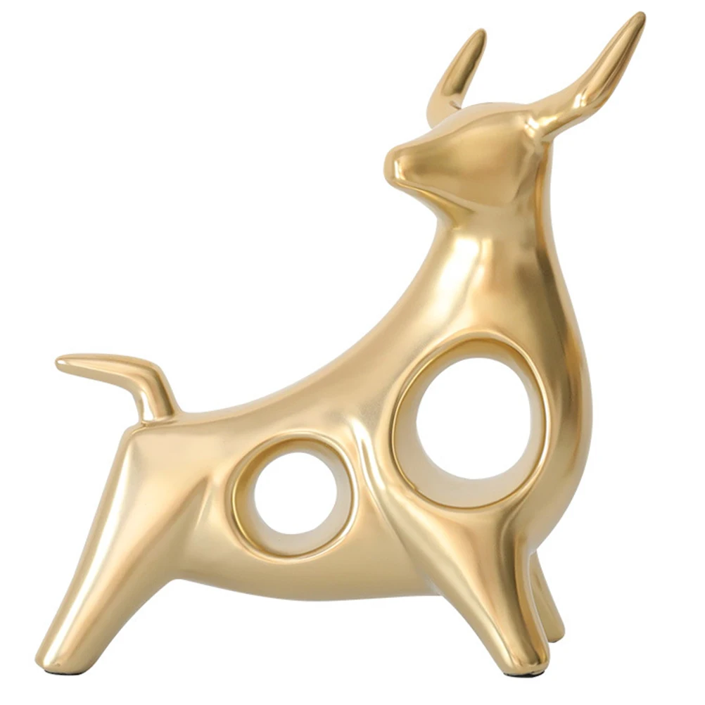 

1Pc Traditional Chinese Style Bull Ornament Resin White Pottery Home Decoration Office Space Living Room Desktop Decor