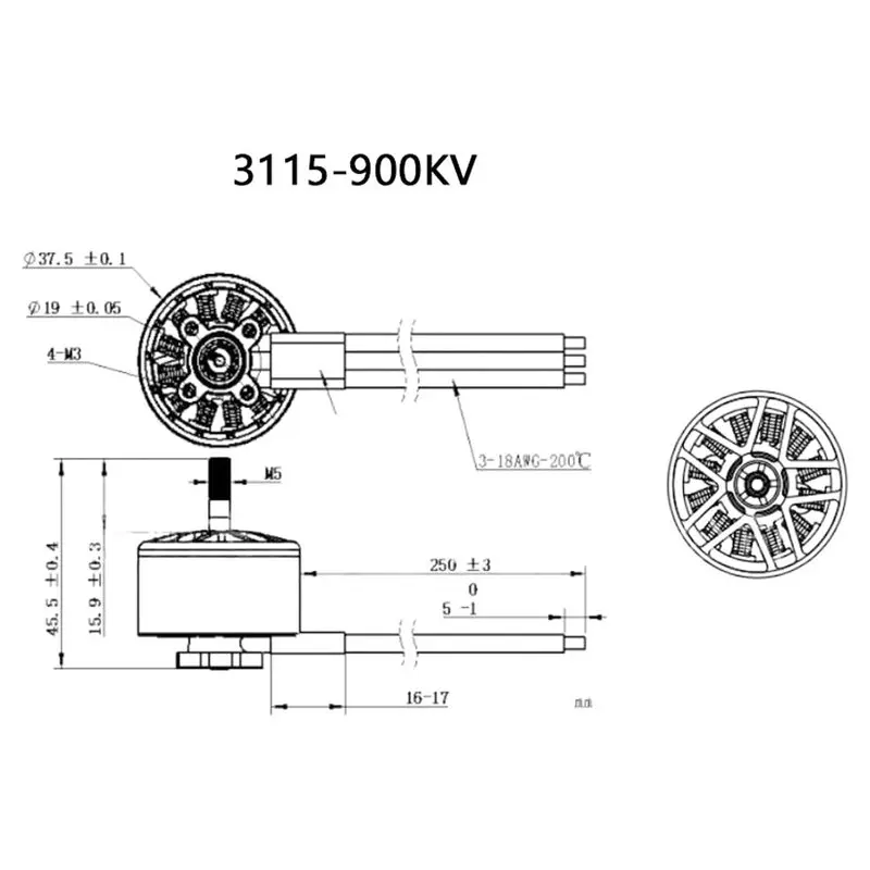 ABKQ-Replacement Brushless Motor 3115 900KV For DJI Drone For 9-10 Inch Long Range Racing Model Parts DIY Use