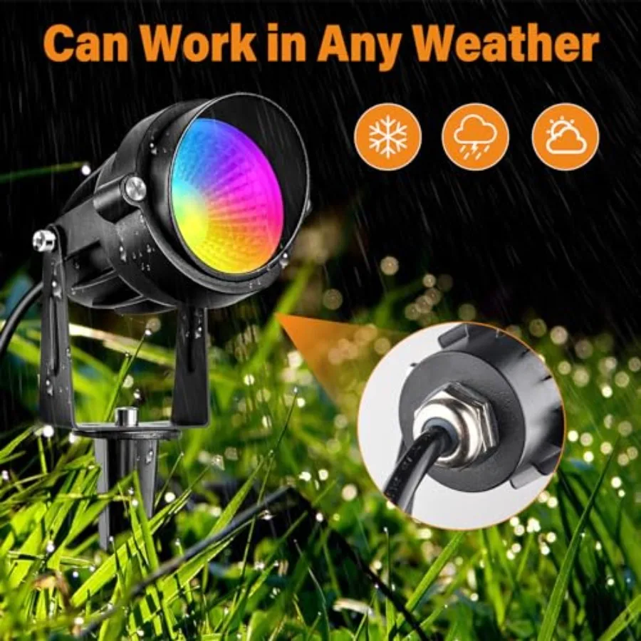 W RGBW LED Landscape Lights Spot Lights Outdoor for Yard Garden Decor Spotlight, Landscape Lighting with 16 Color Changing and