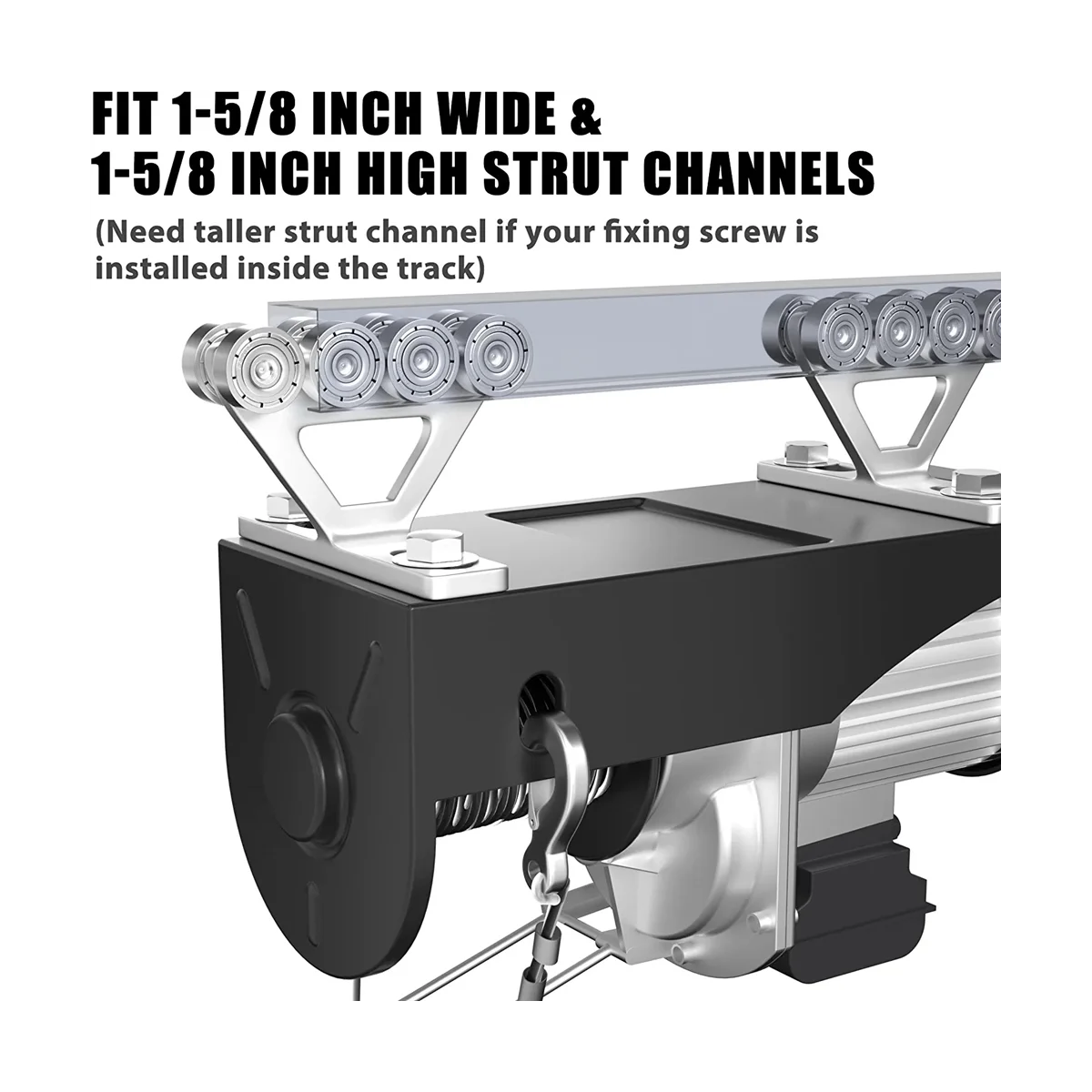 2Pcs Hoist Trolley for PA200-1000 Electric Hoist, 8 Wheels Trolley Assembly for Unistrut 1-5/8Inch Strut Channels