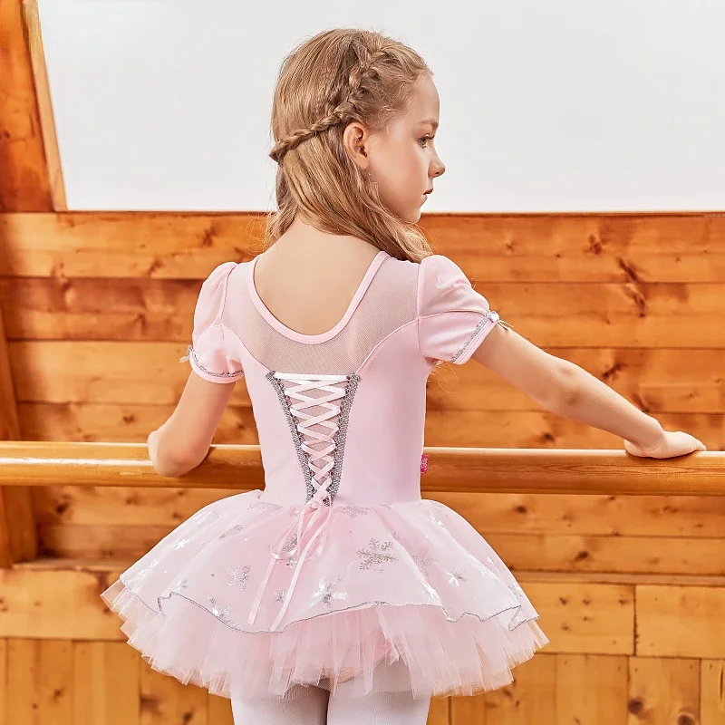 

Ballet Dance Dress for Girls Kids Short Sleeves Tulle Dance Wear High Quality Ballet Tutu Dress Gymnastics Leotard Dance Wear