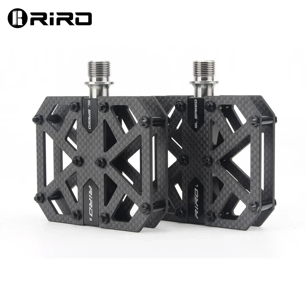 

RIRO Carbon Fiber Pedals 3 Bearings Ultralight MTB Titanium Alloy Bicycle Pedals Non-Slip Mountain Bike Road Bike Accessories