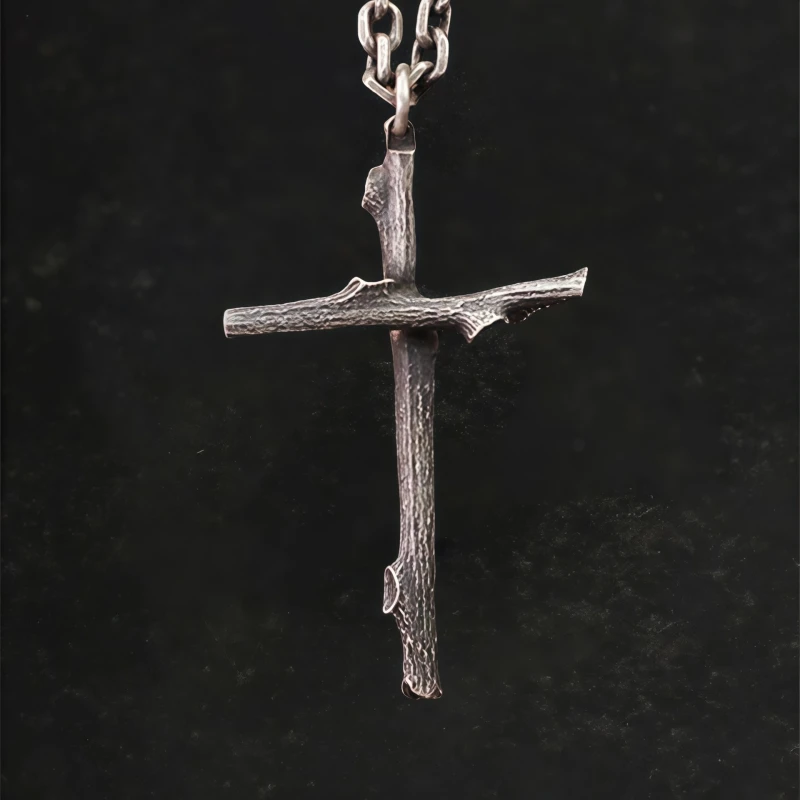 Buyee 925 Sterling Silver Male Cross Pendant Chain Branch Design Necklace for Men Women Fashion Fine Jewelry Chain Gift