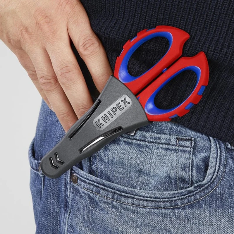 KNIPEX 95 05 10 SB Universal Electricians\' Shears 160mm Multifunctional Micro-Toothing Scissors with Plastic Belt Pouch