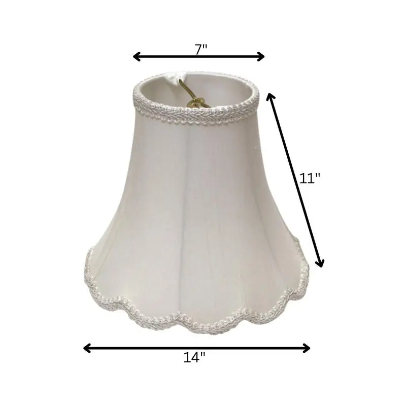 White Slant Scallop Bell Softback Lampshade with Washer Fitter