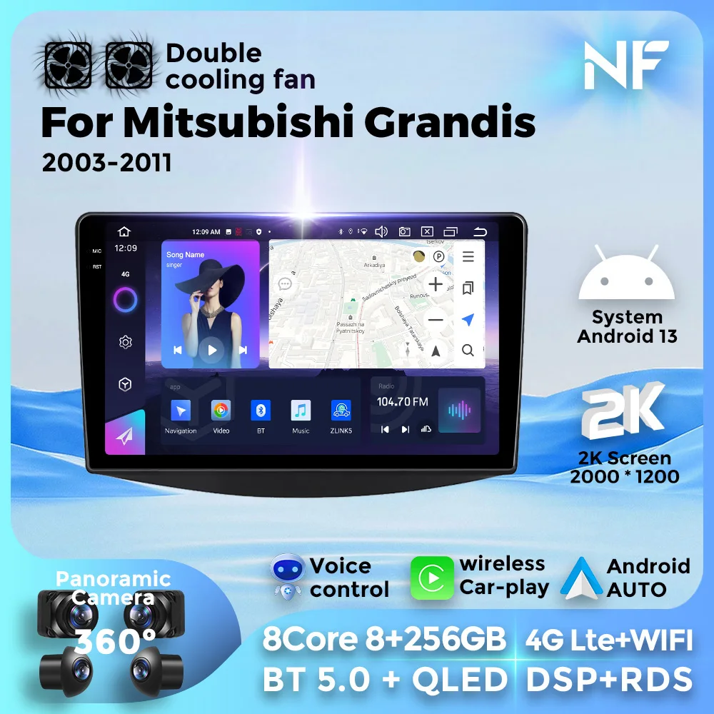 Wireless Car Android Auto Radio Carplay  for Mitsubishi Grandis 2003-2011 BT5.0 Multimedia GPS Navigation Intelligent Systems