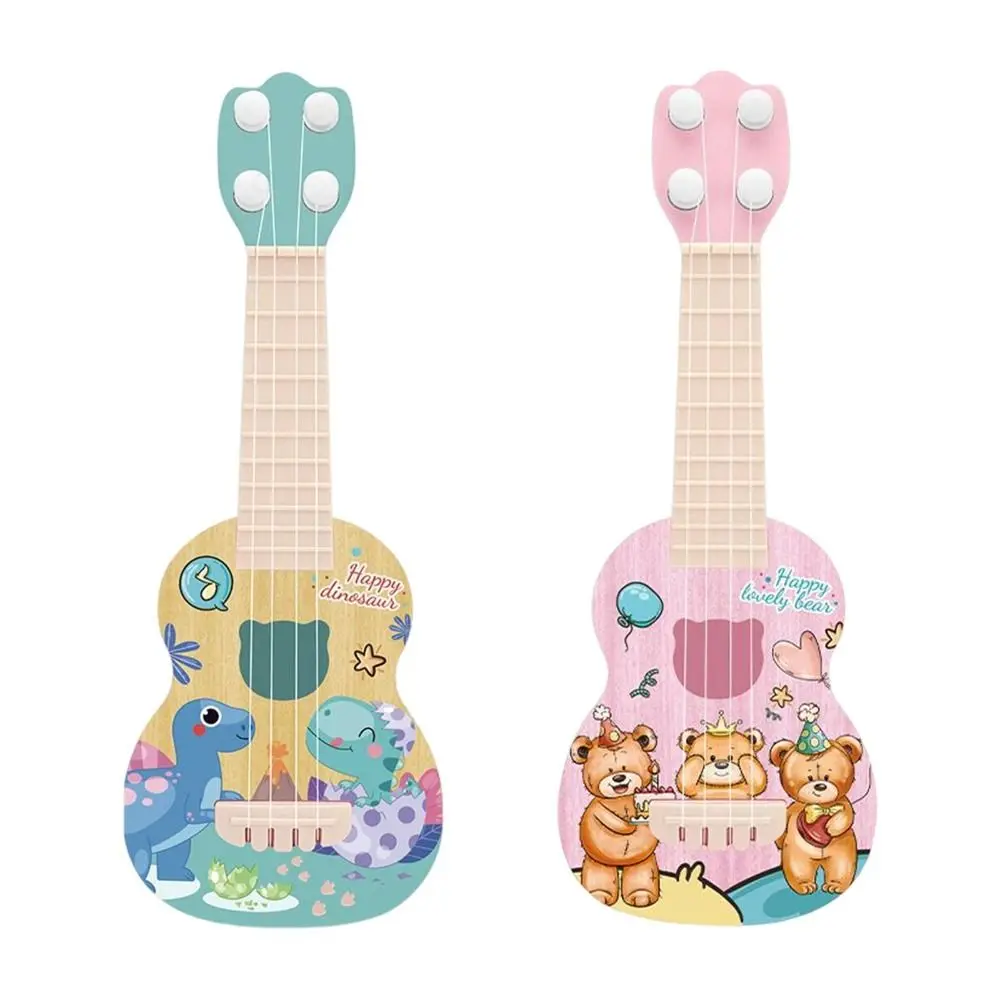 4 Strings Ukulele Guitar Toy Adjustable String Knob Cartoon Animal Simulation Ukulele Toy Classical Durable Small Guitar Toy