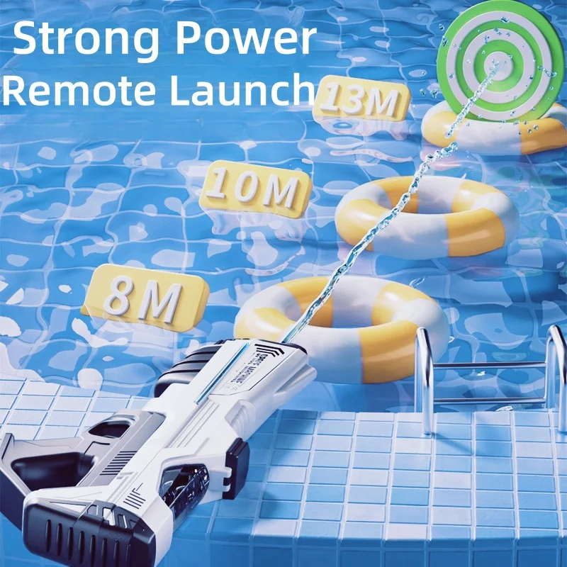 Nueva pistola de agua eléctrica luminosa, juguete de pulverización de agua continua de pulso de alta capacidad, regalo de juegos de piscina de playa para niños de verano