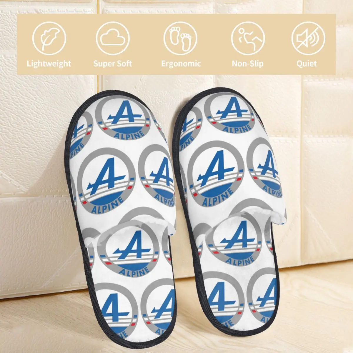 Winter Home Cotton Slippers Alpine Car 110 Logo Merch Household Fur Slides Slippers Bedroom Racing Soft Anti-skid Slides