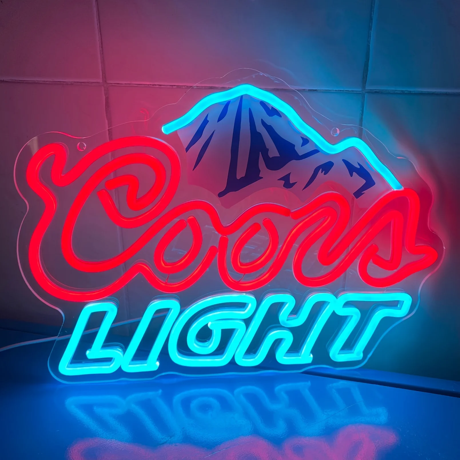 Coors Light Beer Neon Sign with Mountain Logo Design for Home Bar Man Cave Game Room Wall Decor Vibrant Lighting Unique Gift image 3