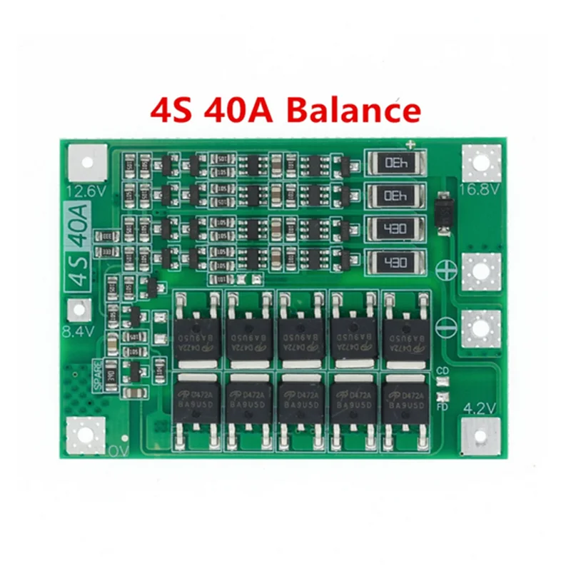 3S 4S 40A 60A Li-ion Lithium Battery Charger Protection Board 18650 BMS Drill Motor 11.1V 12.6V/14.8V 16.8V Enhance/Balance