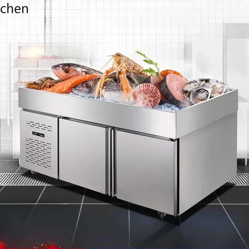 Eistisch, gekühlt, frisch, Eistisch, kommerzieller Kühlschrank, Buffet, Restaurant, Hot Pot, öffnen Sie einen La-Carte-Schrank