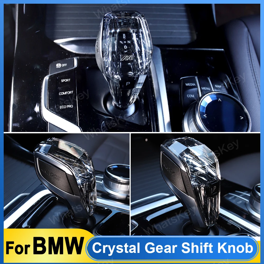 

3 Piece Set Crystal Gear Shift Knob For BMW G30 G31 G32 6GT G11 G12 X3 iX3 G01 X4 G02 Crystal Gear Lever Stick Handle